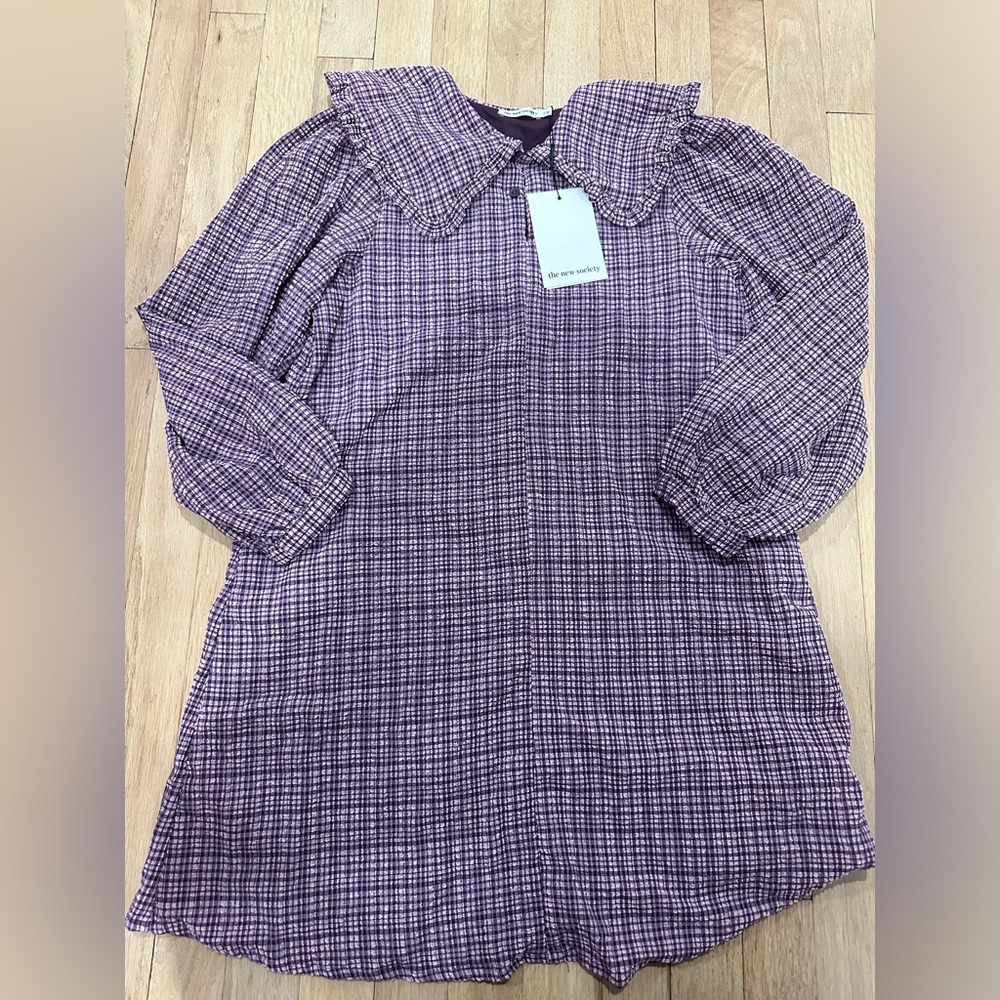 NWT Purple Plaid Long-Sleeve Dress